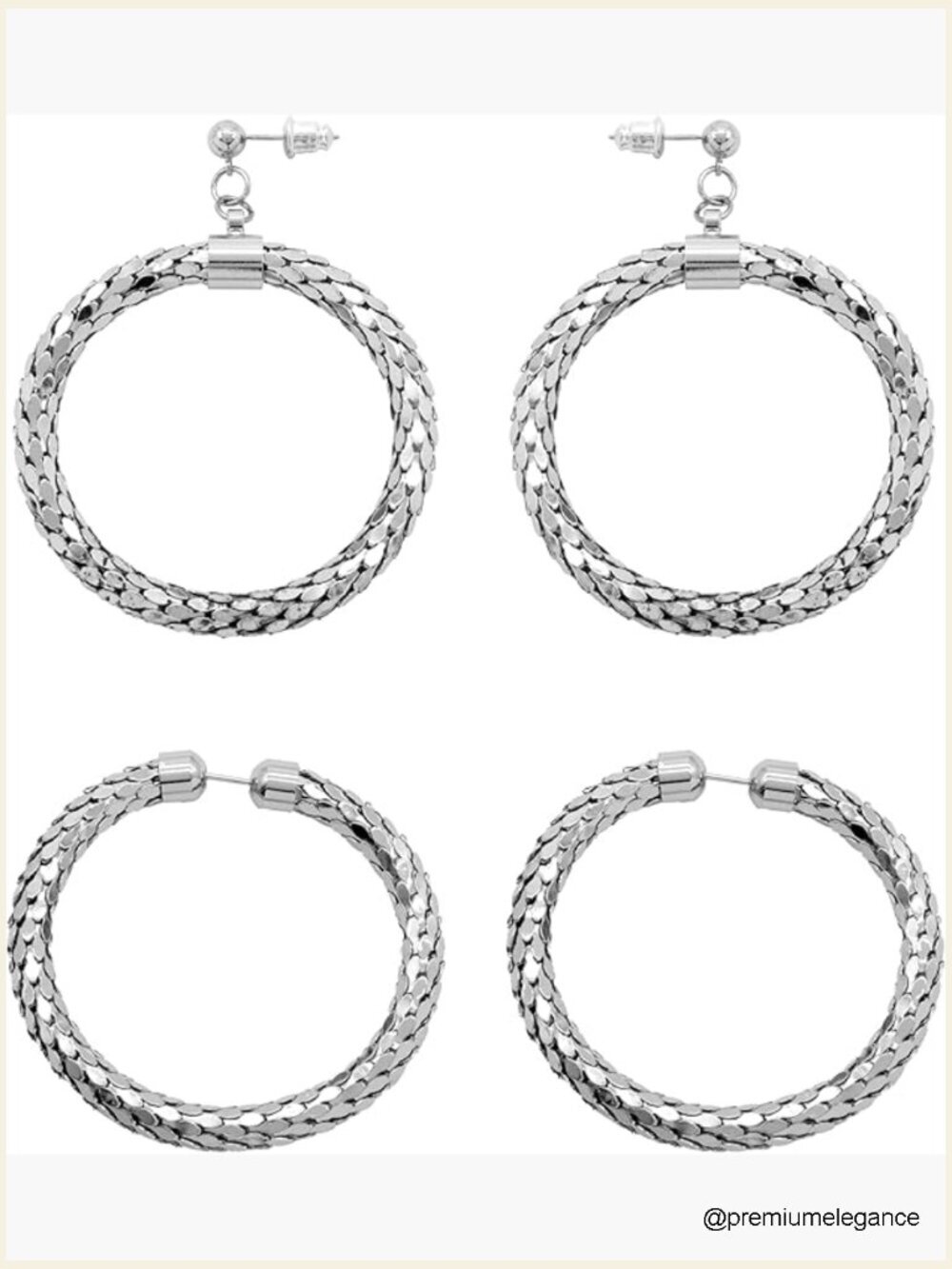 2 Pairs Dangle Drop Earrings Gold Plated Hoops Women